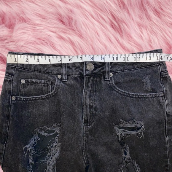 Garage Distressed Black High Waisted Denim Mom Jeans - Picture 7 of 10